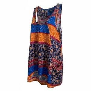 Papillon Lightweight Sleeveless Airy  Colourful Smock Top w Pockets Size S